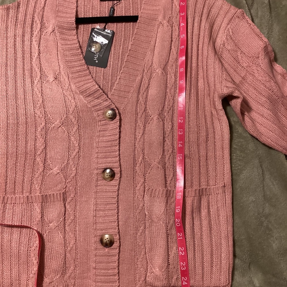 Fuinloth button up cardigan, pink, size medium, NWT - Picture 6 of 7